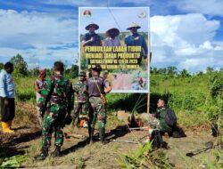 Sukseskan Program Ketahanan Pangan, Satgas TMMD Ke-124 Bersama Masyarakat Membuka Lahan Tidur Menjadi Lahan Produktif