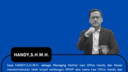 Handy & Partner Law Office Umumkan Kehilangan NPWP, Peringatkan Soal Potensi Penyalahgunaan