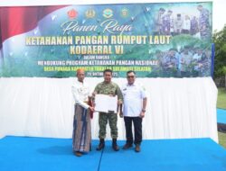 Wujud Nyata Ketahanan Pangan Maritim, Kodaeral VI Pimpin Panen Raya Rumput Laut di Takalar