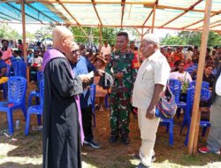 Babinsa Koramil Agimuga Hadiri Sekaligus Amankan Jalannya Ibadah Rekonsiliasi Umat Katolik