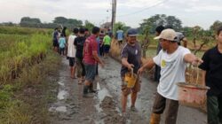 Gotong Royong Warga RT 04 dan RT 05 Uruk Jalan Desa Sumberjaya Kavlingan Tambun Bekasi