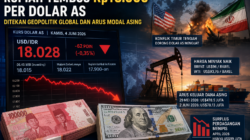 Rupiah Tembus Rp18.000 per Dolar AS, Tertekan Geopolitik Global dan Arus Modal Asing